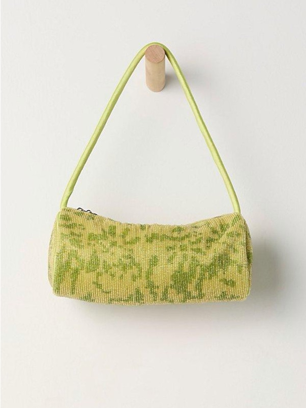 NWT Free People Bailey Beaded Barrel Bag Green & Yellow $98 MSRP
